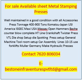 Sheet metal stamping presses for sale
